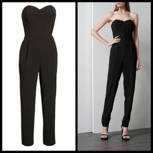 Black Strapless Jumpsuit With Pockets
